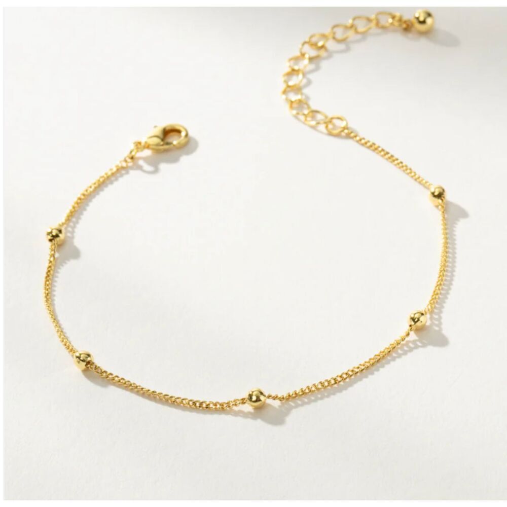 18K Gold Dainty Waterproof Beaded Bracelet
